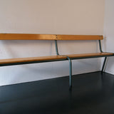 Children's Large Vintage French School Bench with Wooden Seat and Back