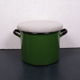 Green Round Maggie with Blue Ticking Removable Set Pad