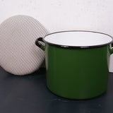 Green Round Maggie with Blue Ticking Removable Set Pad