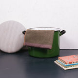 Green Round Maggie with Blue Ticking Removable Set Pad