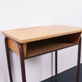 Children's Large Vintage Brown Metal Legged Desk with Shelf
