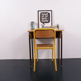 Children's Large Vintage Brown Metal Legged Desk with Shelf