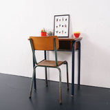 Children's Vintage Blue Medium Metal Legged Desk with Shelf