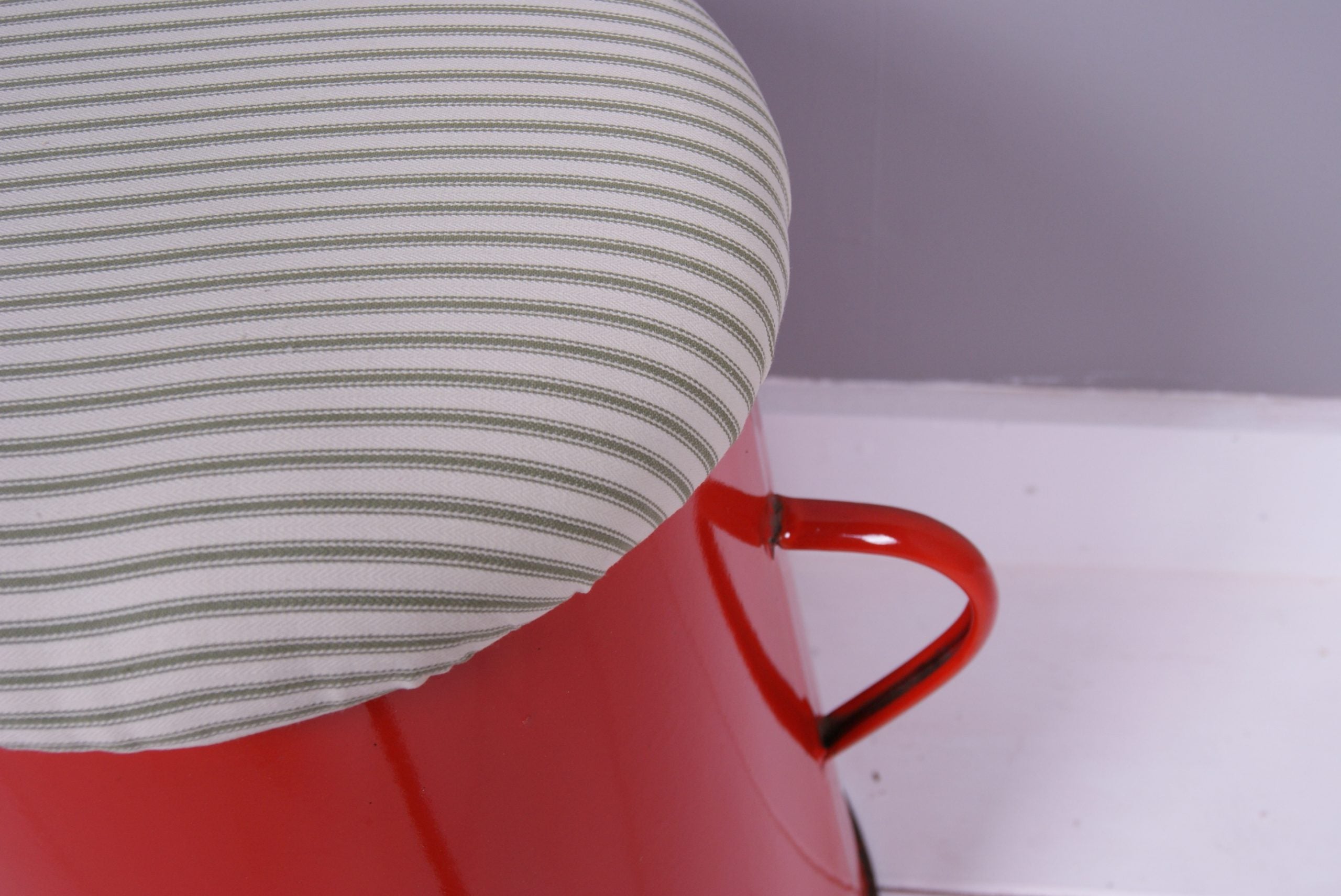 Medium Red Maggie with a Green Ticking Removable Seat Pad