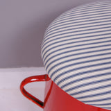 Medium Red Maggie with Blue Ticking Removable Seat Pad