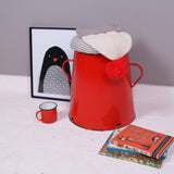 Small Red Maggie with Blue ticking Removable Seat Pad