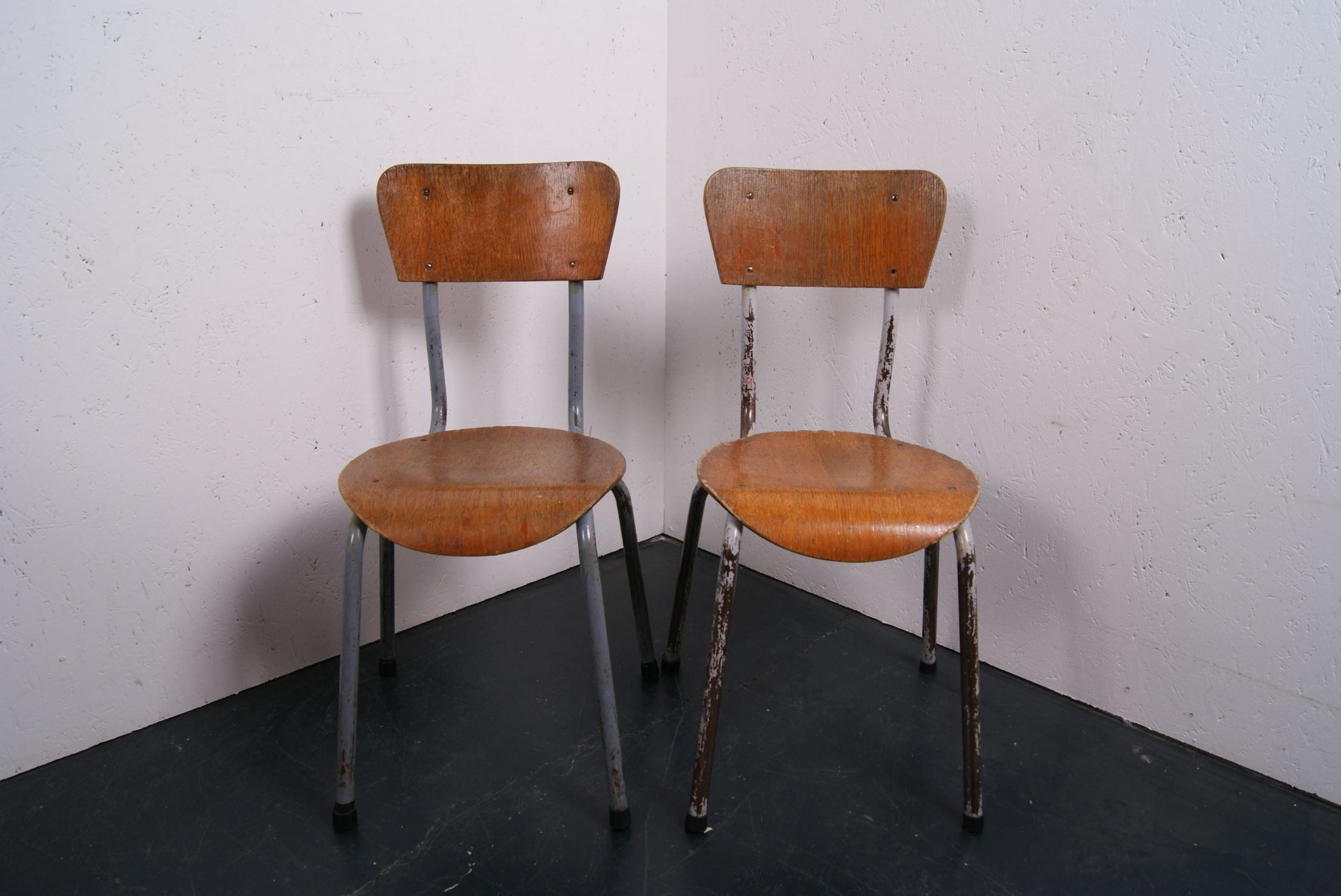 Children's Small Grey Metal Legged Chairs