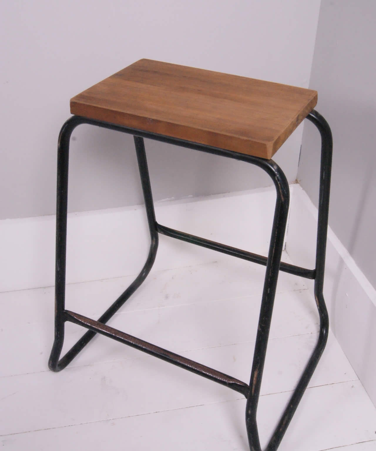 Children's Vintage Black Metal Legged Stool/Bedside Table