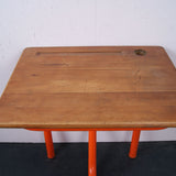 Children's Orange Metal Legged Adjustable desk and Attached Chair