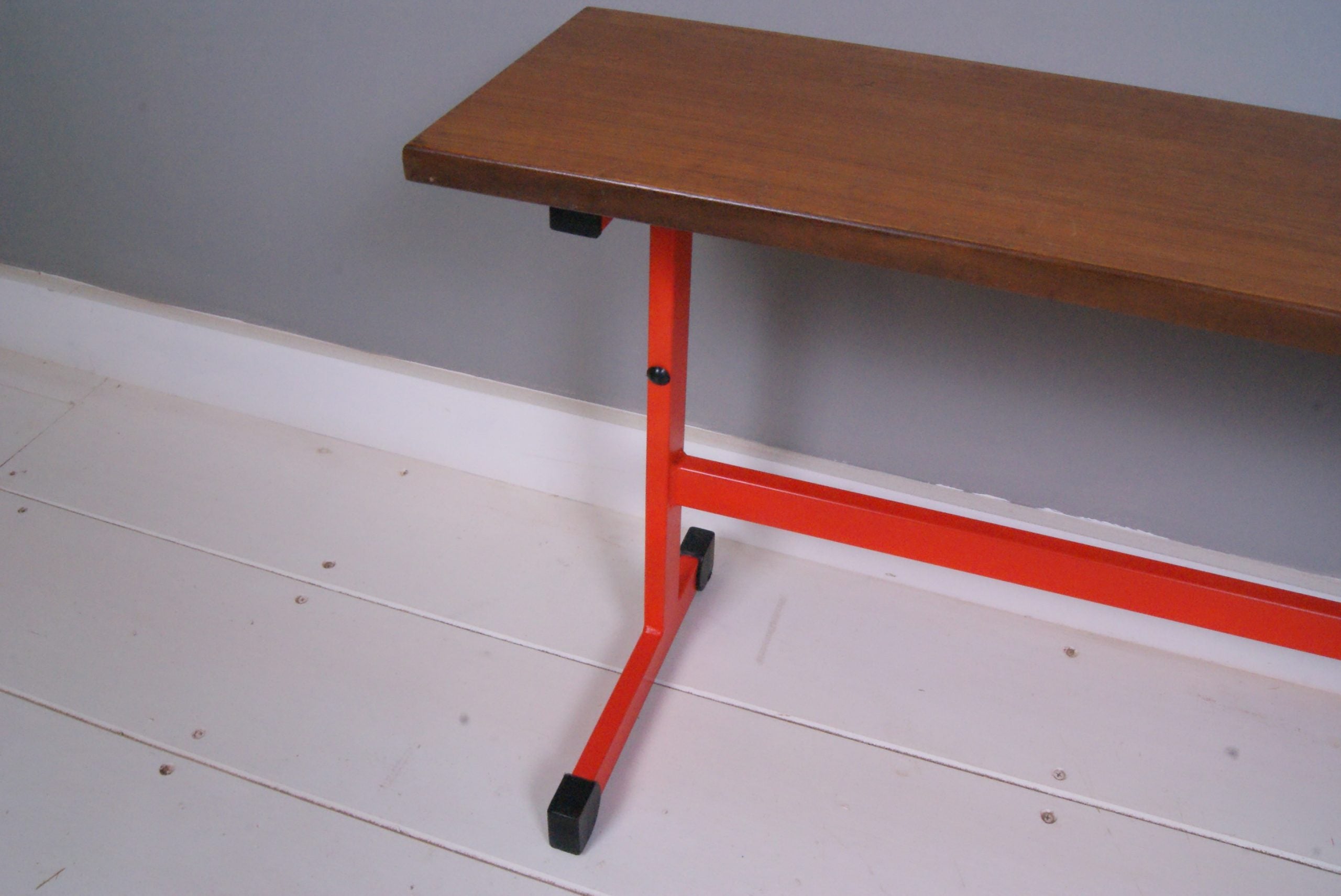 Children's Wooden Bench with Orange Metal Legs