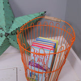 Children's Orange Wire Storage Basket with Handle