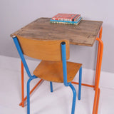 Children's Vintage School Exam Desk with Orange Metal Legs