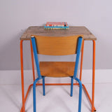Children's Vintage School Exam Desk with Orange Metal Legs