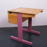 Children's Esavian Wooden Single Desk with Pink Legs and Half Lift up Lid