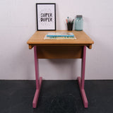 Children's Esavian Wooden Single Desk with Pink Legs and Half Lift up Lid