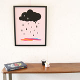 Children's Pink Rain me Happy Print by Doodlemoo
