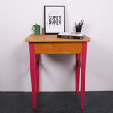 Children's Wooden School Desk with Pink Hinges and Legs