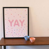 Children's Pink YAY Print by Doodlemoo