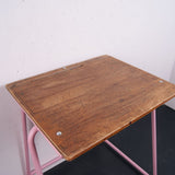 Children's Vintage School Exam Desk with Pink Metal Legs