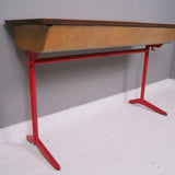 Children's Vintage Double School Desk with Red Metal Legs