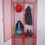 Children's Red Double Metal Locker with Four Compartments