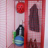 Children's Red Double Metal Locker with Four Compartments