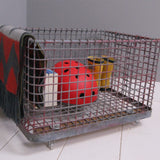 Children's Grey/Red Metal Storage Crate on Castors