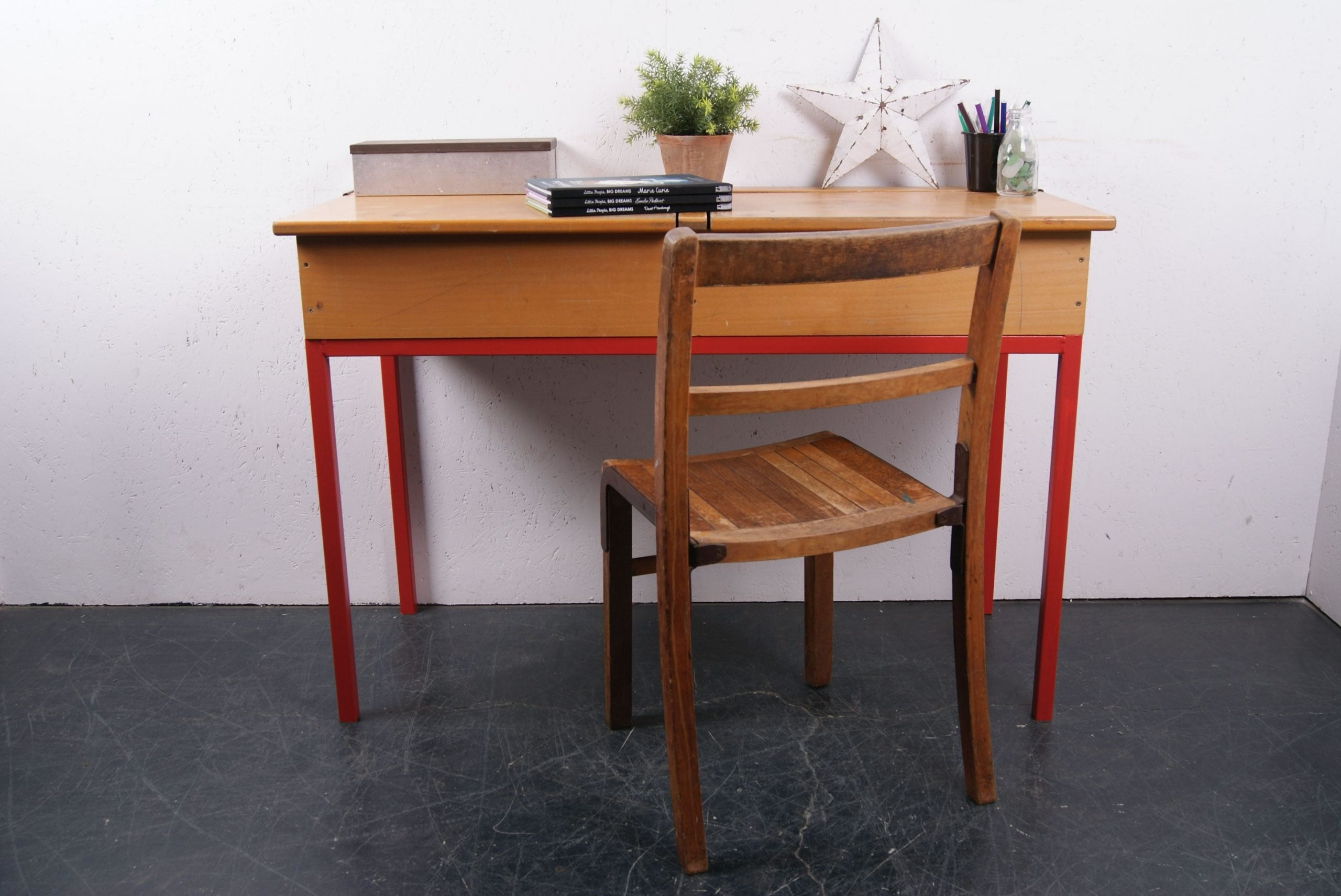Children's Customised Metal Legged Double Desk with Chalkboard lids