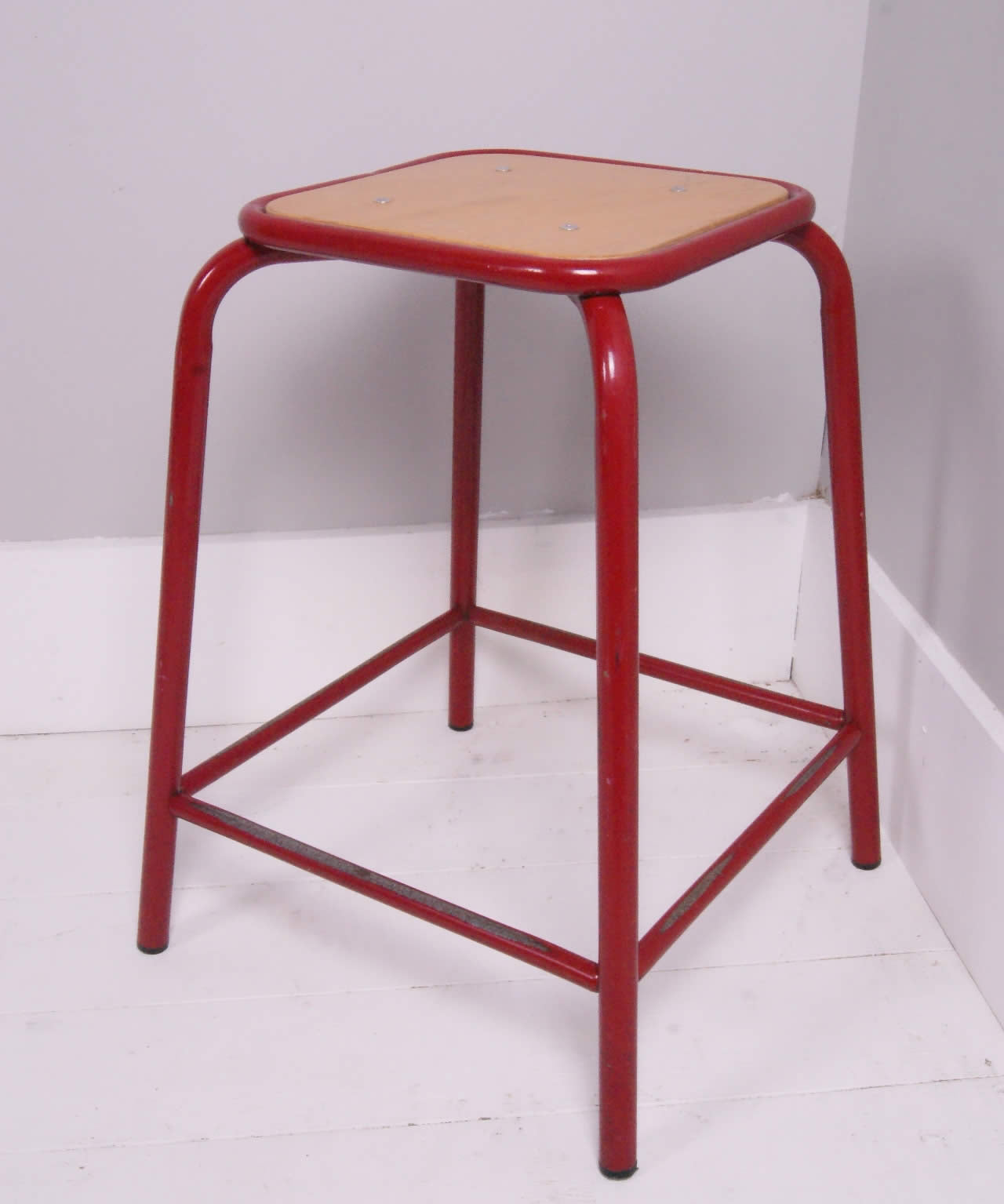 Children's French Red Metal Legged Stools