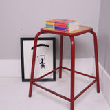 Children's French Red Metal Legged Stools