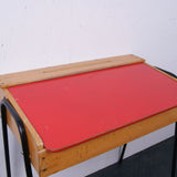 Children's Single School Desk with Red Lift up Lid and Chalkboard