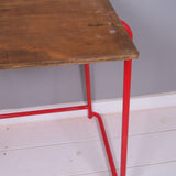 Children's Vintage School Exam Desk with Red Metal Legs