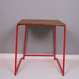 Children's Vintage School Exam Desk with Red Metal Legs