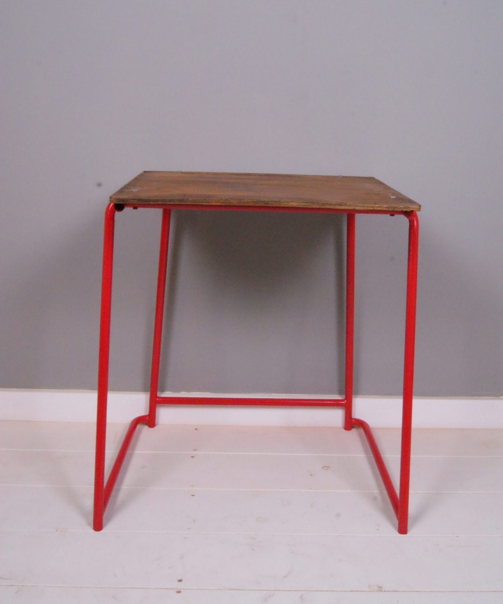 Children's Vintage School Exam Desk with Red Metal Legs