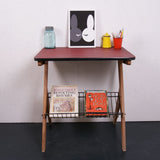 Children's Single Desk with Red and Black Striped Top