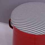 Large Red Maggie with Blue Ticking Removable Seat Pad
