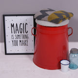 Large Red Maggie with Blue Ticking Removable Seat Pad