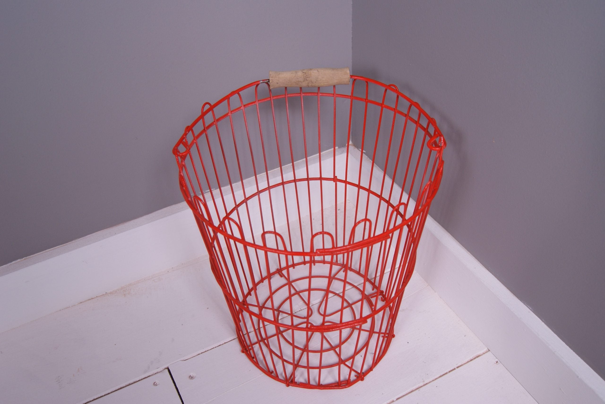 Children's Red Wire Storage Basket with Handle
