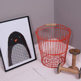 Children's Red Wire Storage Basket with Handle