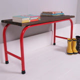 Children's Vintage Gym Bench with Red Metal Legs and Wooden Top