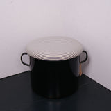 Black Round Maggie with Blue Ticking Removable Seat pad
