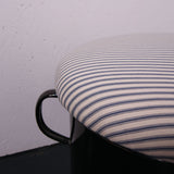 Black Round Maggie with Blue Ticking Removable Seat pad