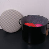 Black Round Maggie with Blue Ticking Removable Seat pad