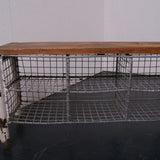 Children's Long School Bench with Wire Mesh Shoe Storage