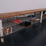 Children's Long School Bench with Wire Mesh Shoe Storage