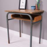 Children's Vintage French school Desk with Metal Frame and Wooden Shelf