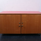 Children's School Wooden Storage Unit on Castors with Red Formica Top
