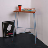 Children's Blue Metal Legged Side Table with Wooden Top