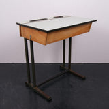 Children's Single Desk with Metal Legs and Light Blue Formica Lift up Lid