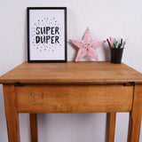 Children's Single Wooden School Desk with Lift up Lid and Footrest